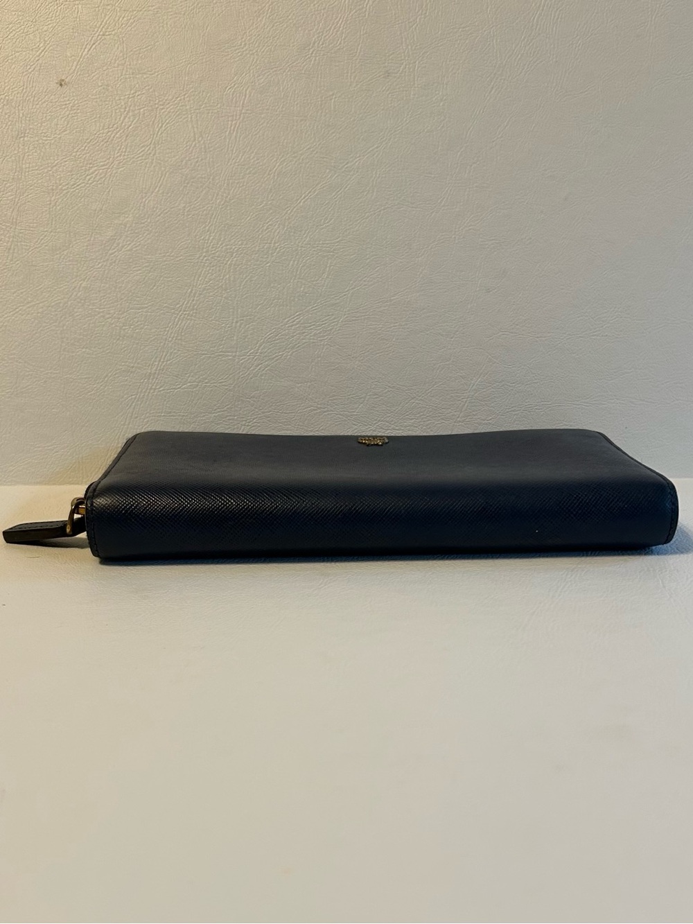 MCM Blue Saffiano Zip-Around Wallet with Gold Logo - Picture 5 of 6